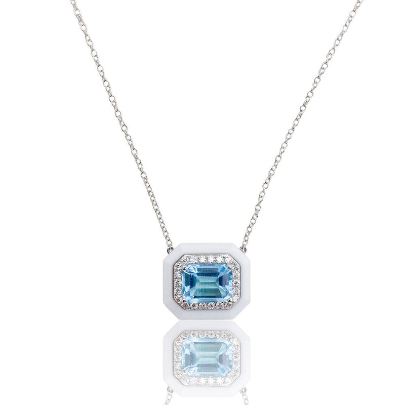 LaViano Jewelers 18K White Gold Blue Topaz Necklace