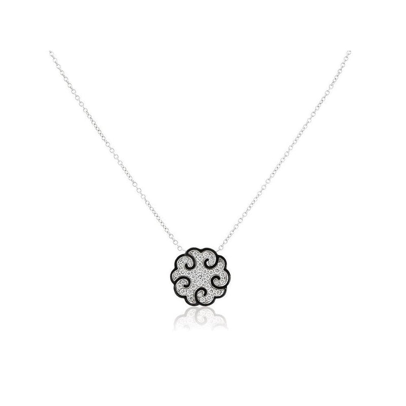 LaViano Jewelers 18K White Gold Diamond and Enamel Necklace