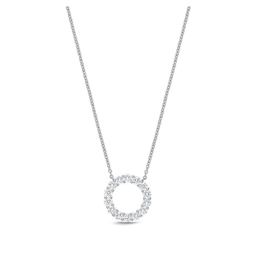 LaViano Jewelers 18K White Gold Diamond Circle Necklace with 14 diamonds weighing 1.03cts.