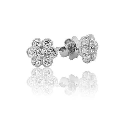 LaViano Jewelers 18K White Gold Diamond Flower Earrings
