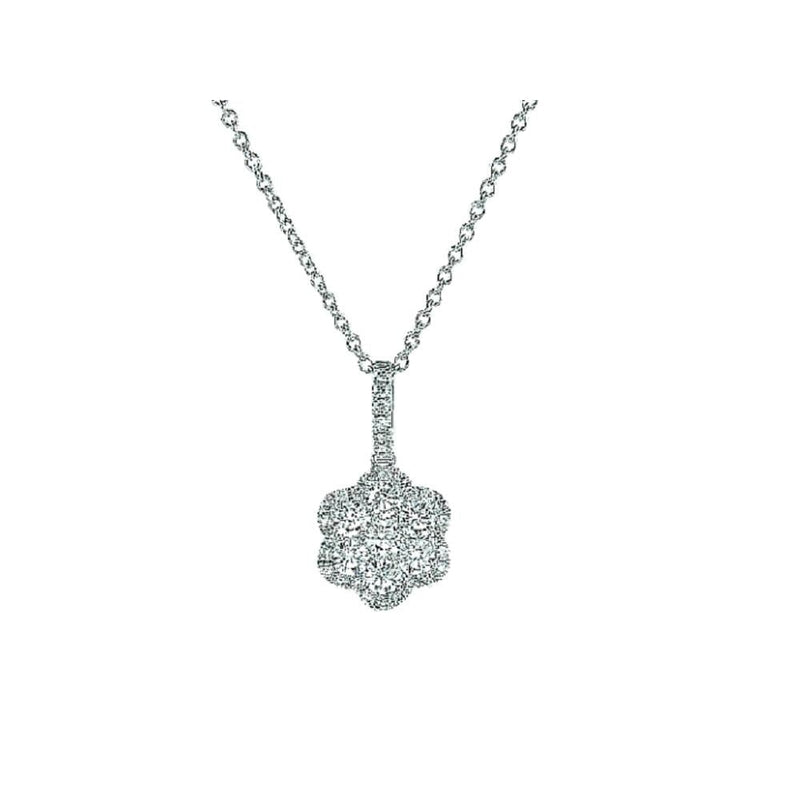 lavianojewelers - 18K White Gold Diamond Flower Pendant 