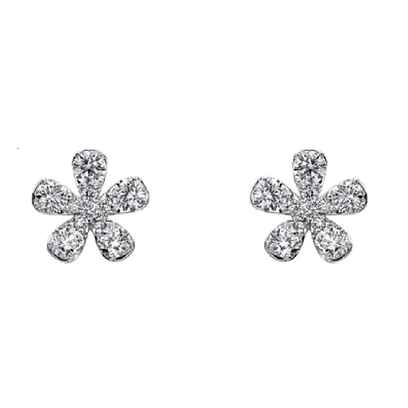 lavianojewelers - 18K White Gold Diamond Flower Stud 