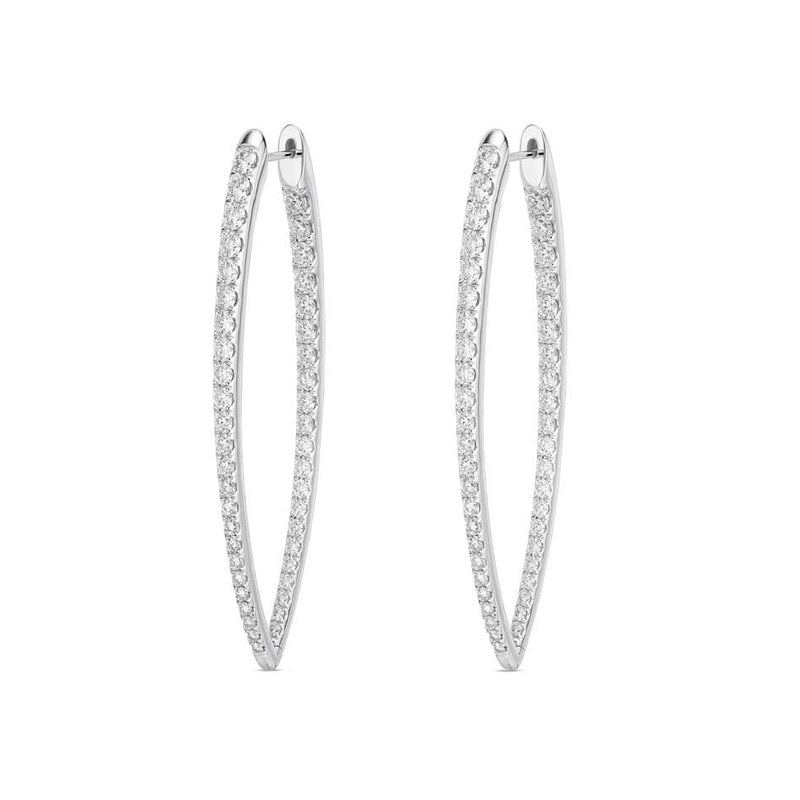 LaViano 18K White Old Diamond Hoop Earrings