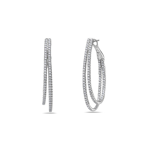 LaViano Jewelers 18K White Gold Diamond Hoop Earrings