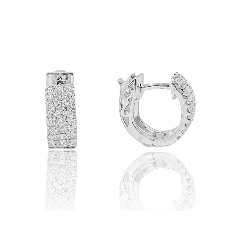 lavianojewelers - 18K White Gold Diamond Huggie Earrings | 