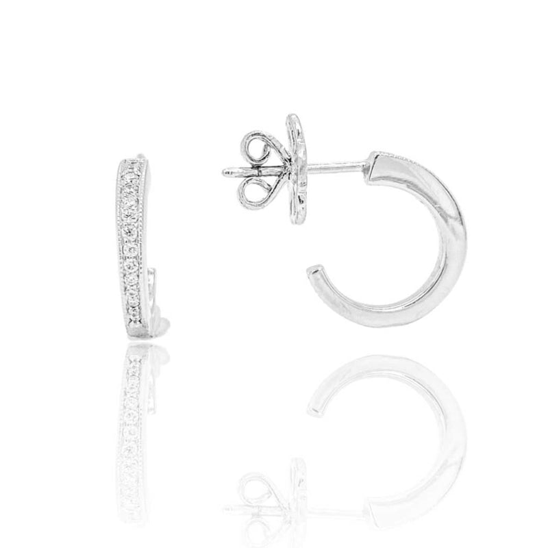 LaViano Fashion 18K White Gold Diamond Mini Hoop Earrings