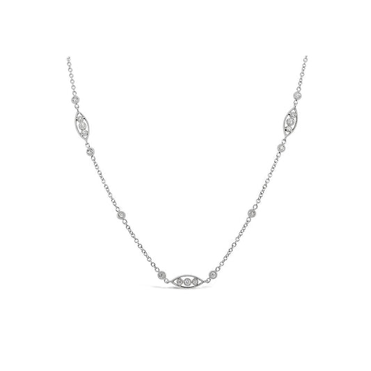 LaViano Jewelers 18K White Gold Diamond Station Necklace