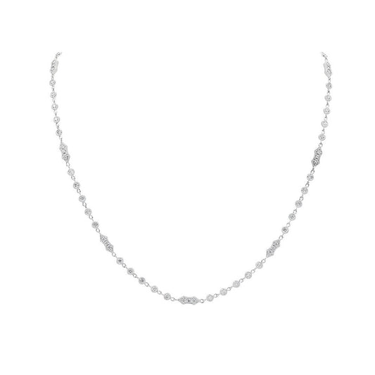 LaViano Jewelers 18K White Gold Diamond Station Necklace