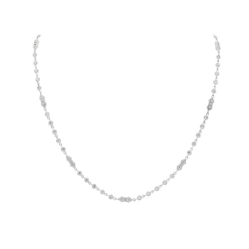 LaViano Jewelers 18K White Gold Diamond Station Necklace