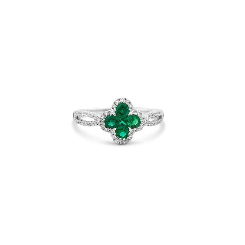 lavianojewelers - 18K White Gold Emerald Diamond Ring | 