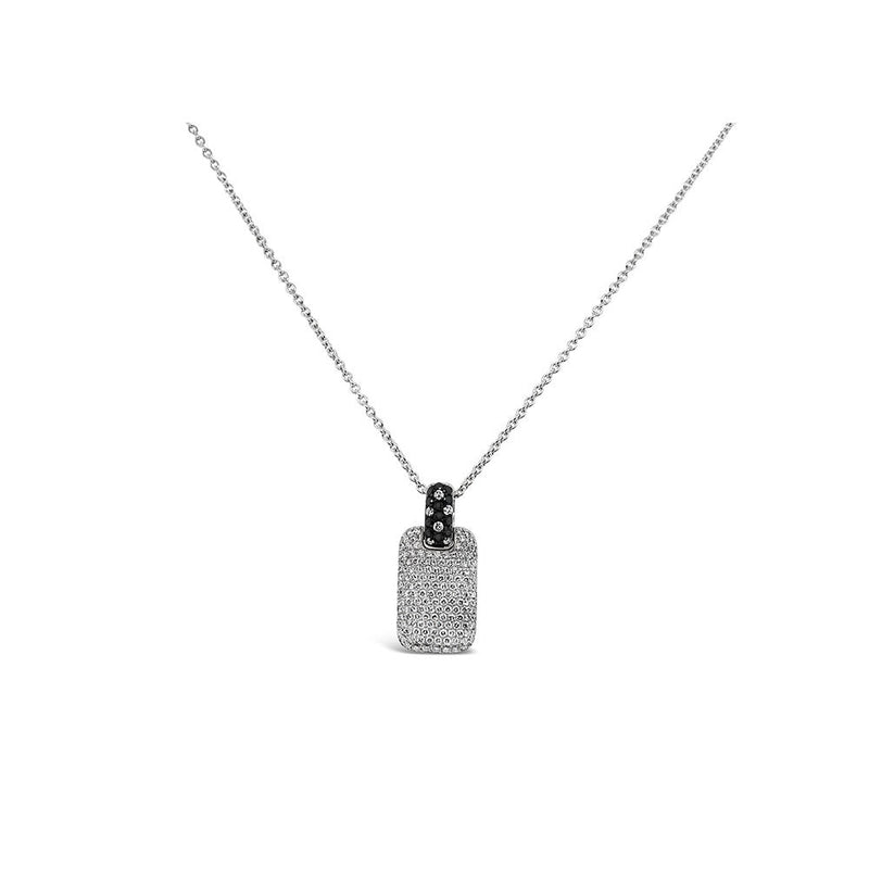 LaViano Jewelers 18K White Gold Pave Diamond Dog tag Necklace