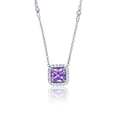 LaViano Jewelers Necklaces - 18K White Gold Pink Sapphire