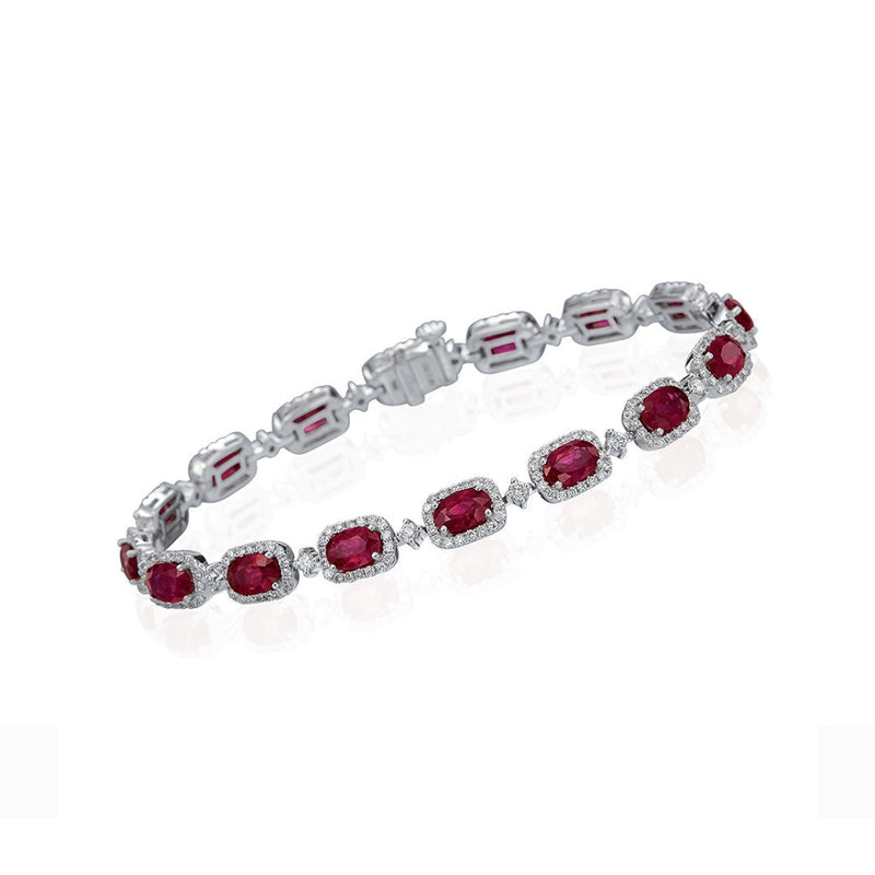 lavianojewelers - 18K White Gold Ruby and Diamond Bracelet |