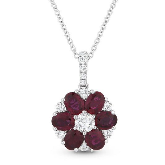 LaViano Jewelers Necklaces - 18K White Gold Ruby and Diamond