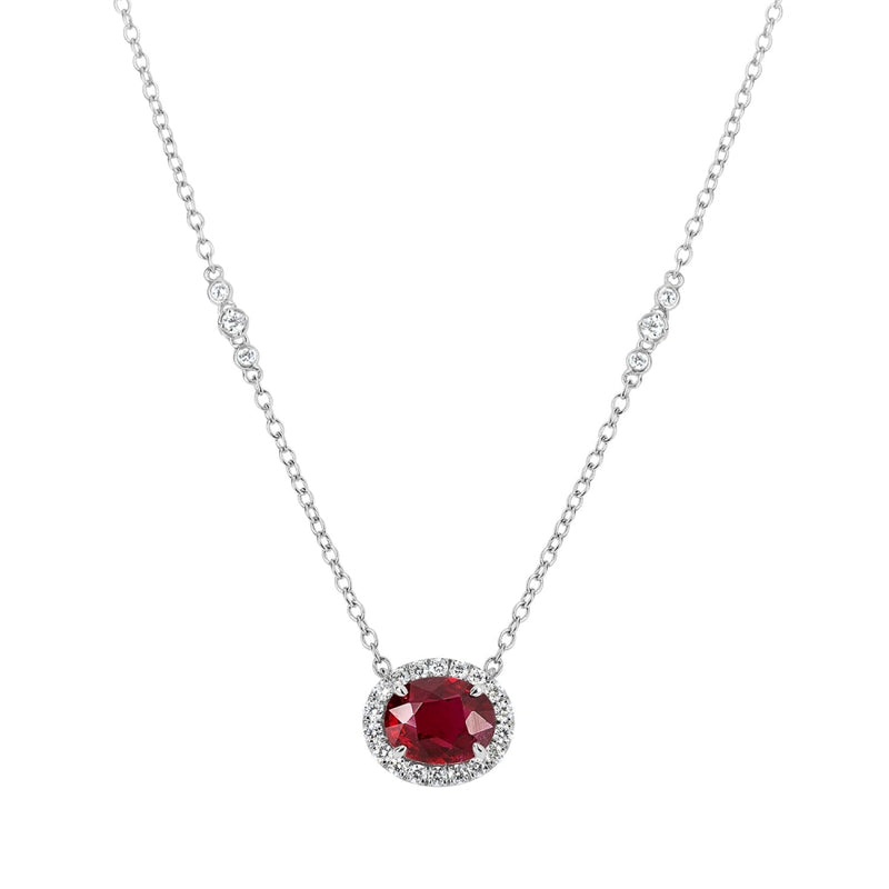 LaViano Jewelers Necklaces - 18K White Gold Ruby and Diamond