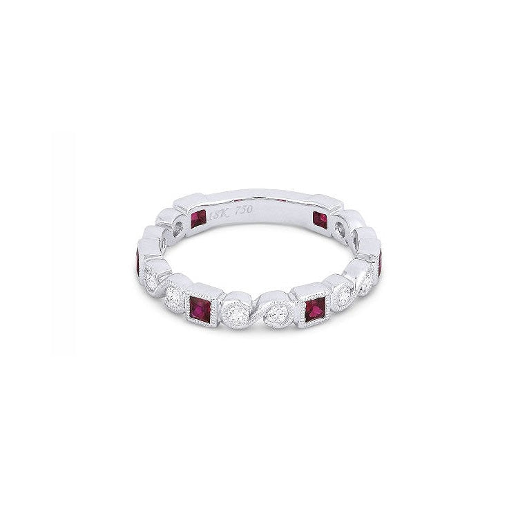 18K White Gold Ruby and Diamond Ring