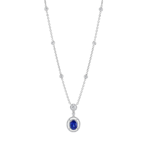 LaViano Jewelers Necklaces - 18K White Gold Sapphire