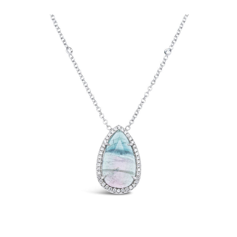 LaViano Jewelers 18K White Gold Watermelon Tourmaline Drop Necklace