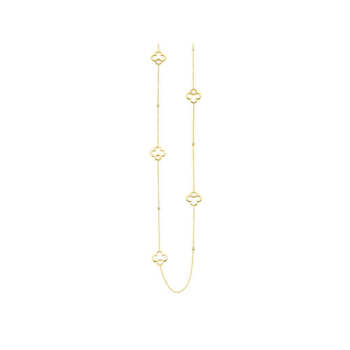 lavianojewelers - 18K Yellow Gold Clover Station Necklace | 
