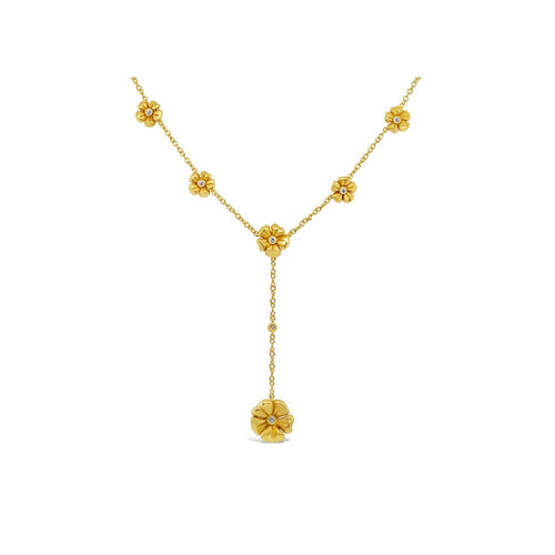 LaViano Jewelers 18K Yellow Gold Flower Drop Necklace