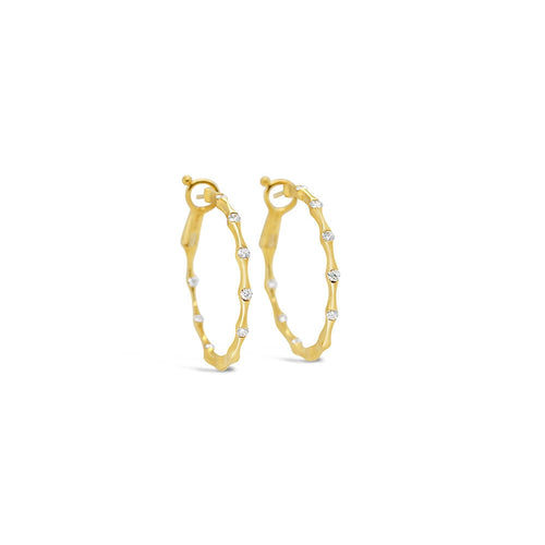 LaViano Jewelers 18K Yellow Gold Diamond Hoop Earrings