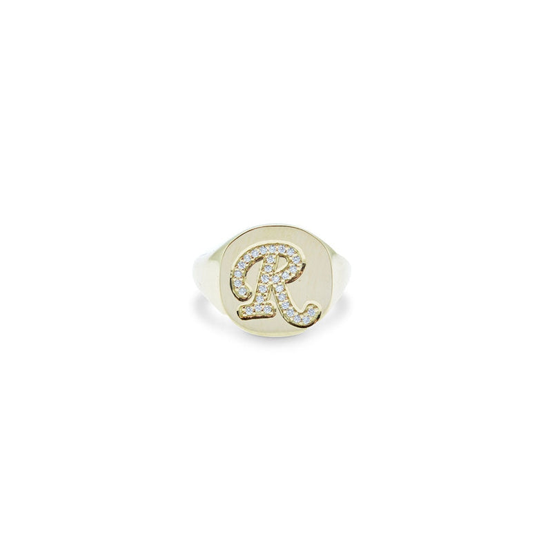 lavianojewelers - 18K Yellow Gold Diamond Signet Ring | 