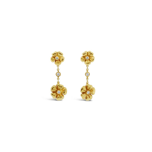 LaViano Jewelers 18K Yellow Gold Flower Drop Earrings