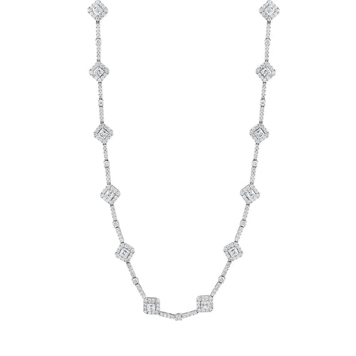LaViano Jewelers Necklaces - 18KWG Diamond Asscher and Round