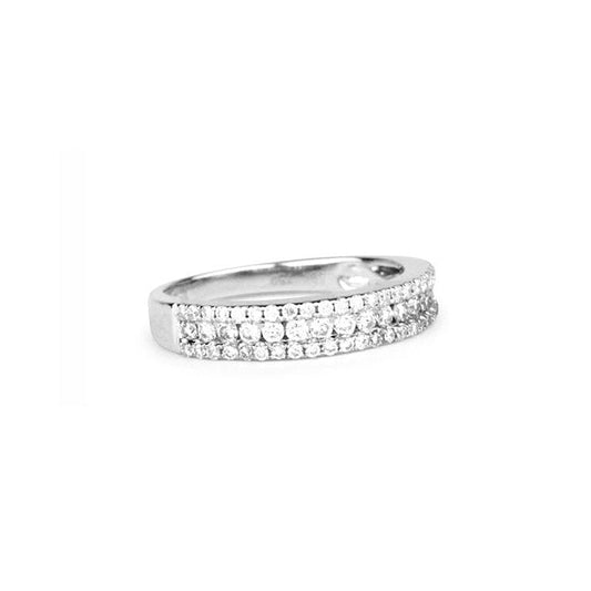 14K White Gold Diamond Triple Band Ring