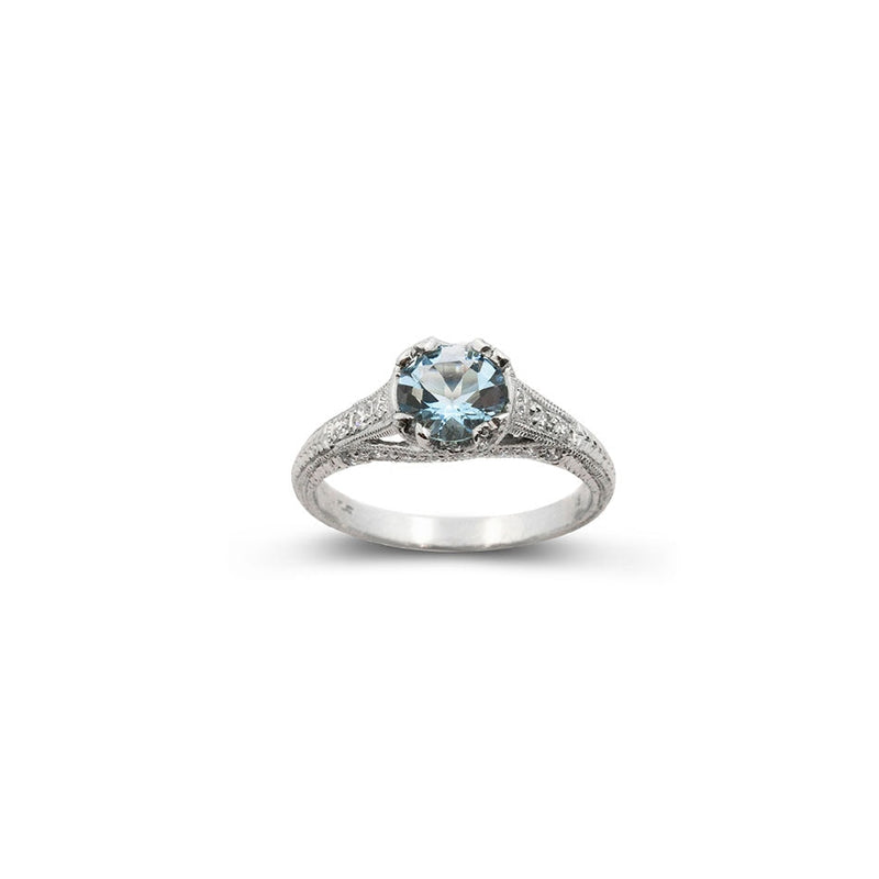 lavianojewelers - Platinum Aquamarine Diamond Ring | LaViano
