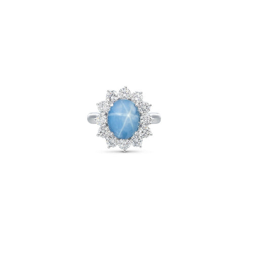 lavianojewelers - Platinum Diamond Star Sapphire Ring | 