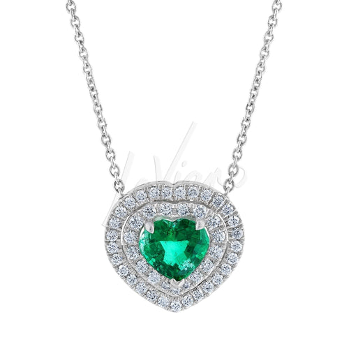LaViano Jewelers Necklaces - Platinum Emerald and Diamond