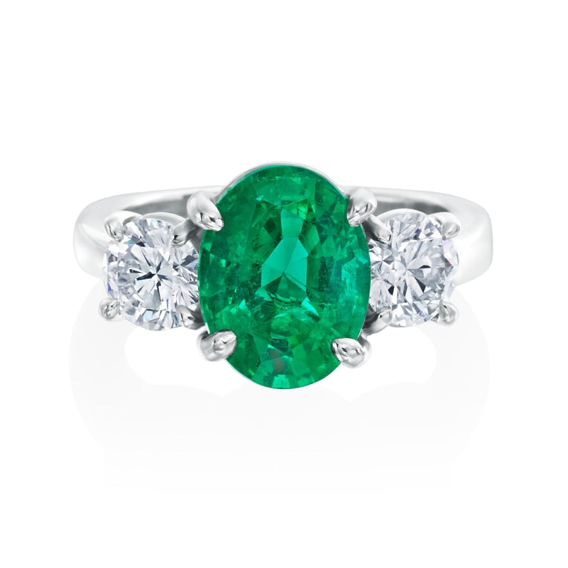 LaViano Jewelers Rings - Platinum Emerald and Diamond Ring |