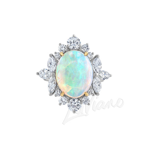 LaViano Jewelers Rings - Platinum Opal and Diamond Ring |