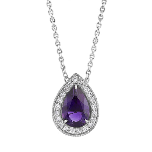 LaViano Jewelers Necklaces - Platinum Pear Shaped Amethyst