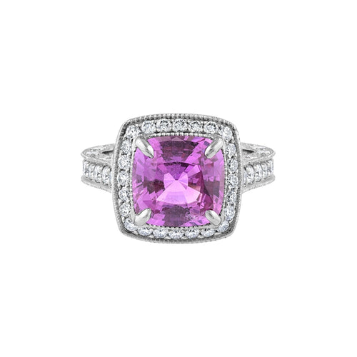 LaViano Jewelers Rings - Platinum Pink Sapphire and Diamond
