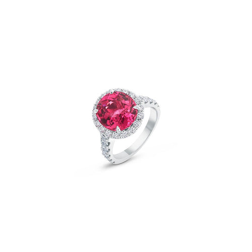 lavianojewelers - Platinum Pink Tourmaline and Diamond Ring 