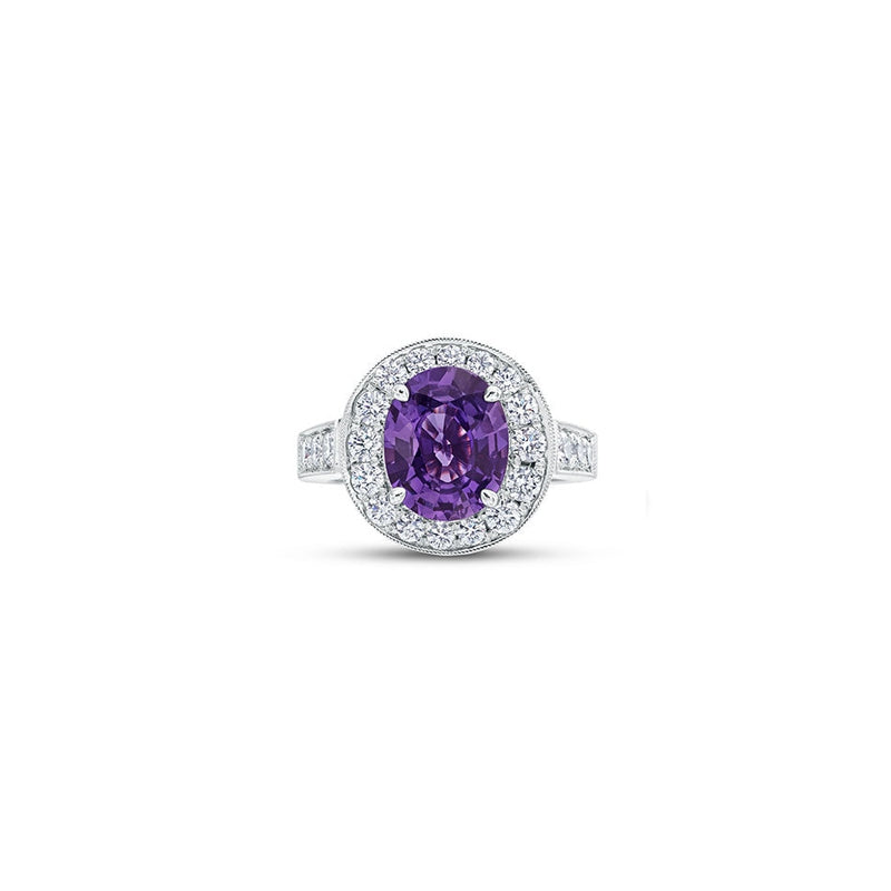 lavianojewelers - Platinum Purple Sapphire and Diamond Ring 
