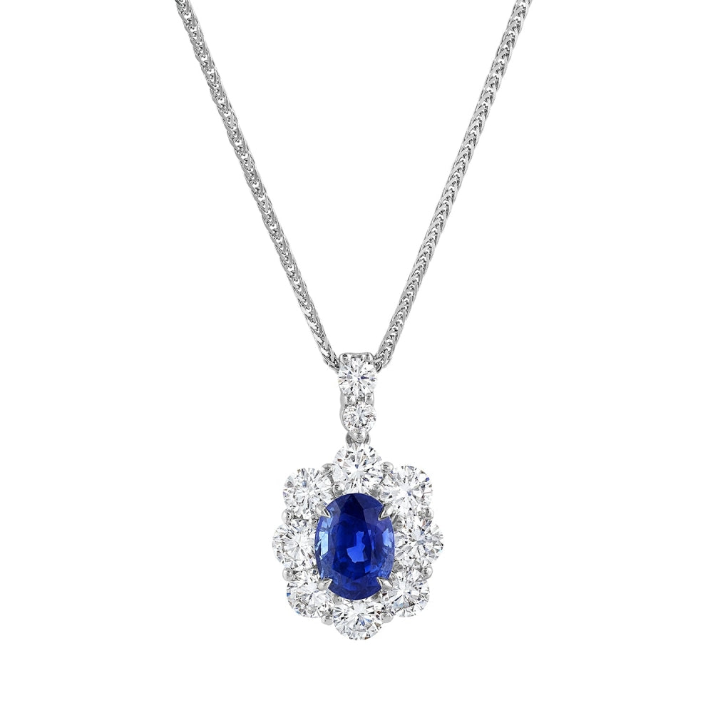 LaViano Jewelers Platinum Sapphire and Diamond Necklace