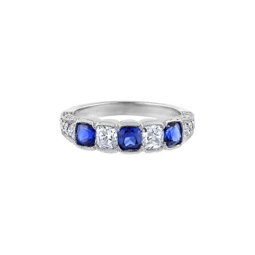 LaViano Jewelers Rings - Platinum Sapphire and Diamond Ring