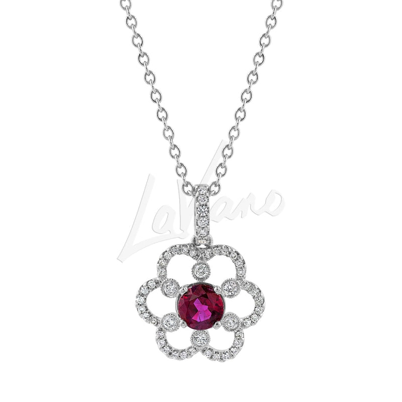 LaViano Jewelers Necklaces - Ruby and Diamond Pendant |
