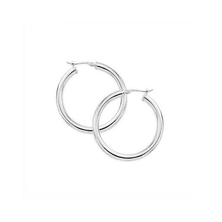 Image of White Gold Hoop Diamond Earrings