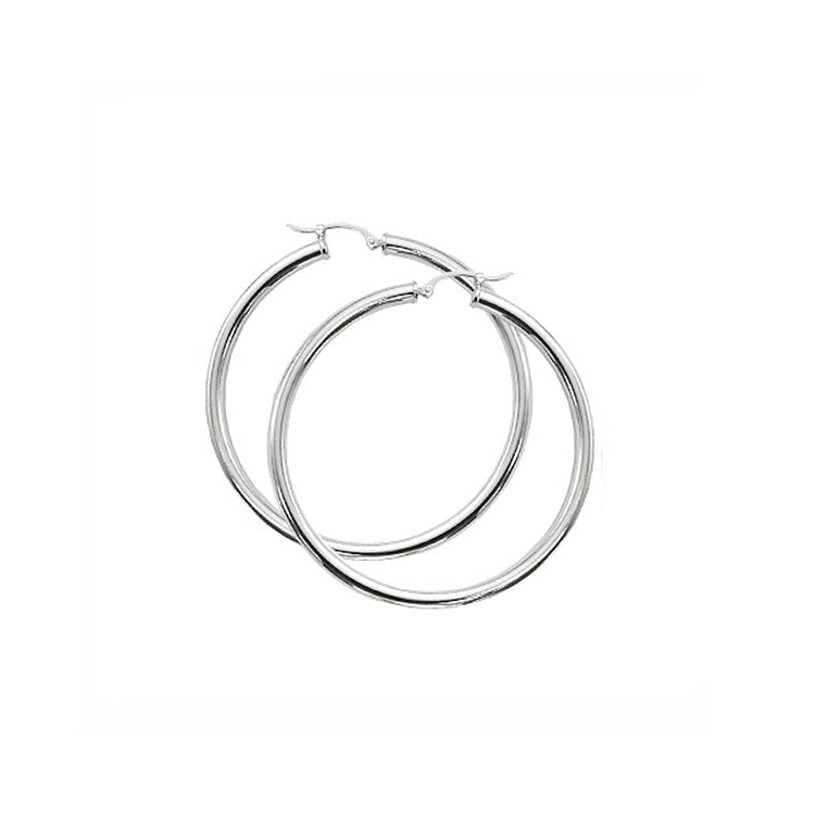 Image of Sterling Silver Hoops Earrings 3x50MM