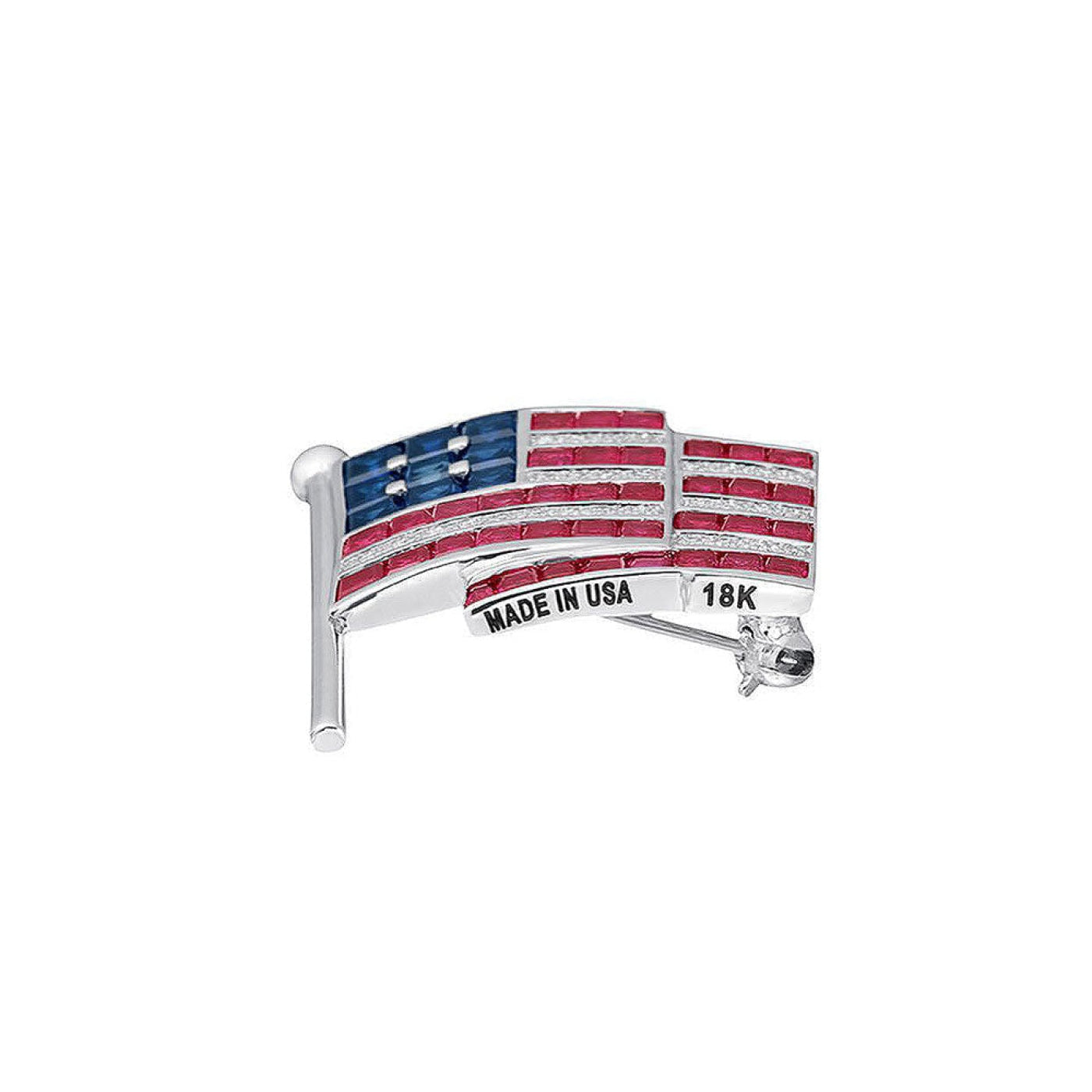lavianojewelers - 18K White Gold American Flag Pin | LaViano