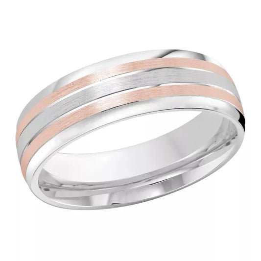 Malo Rings - White and Rose Gold Wedding Band #M3-722-7WP-01