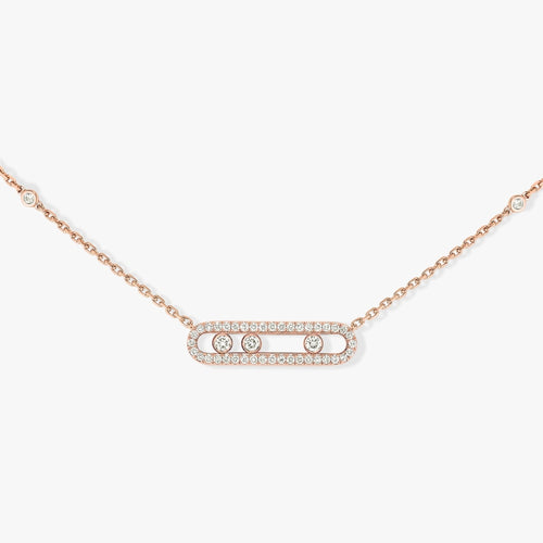 Messika - 18K Rose Gold Diamond Necklace BABY MOVE PAVÉ | 