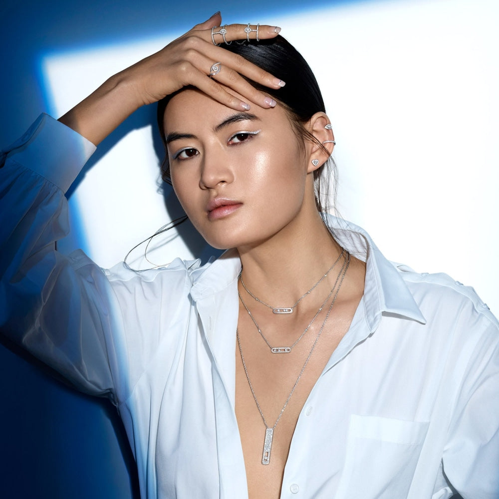 Messika - 18K White Gold Diamond Necklace BABY MOVE PAVÉ | 