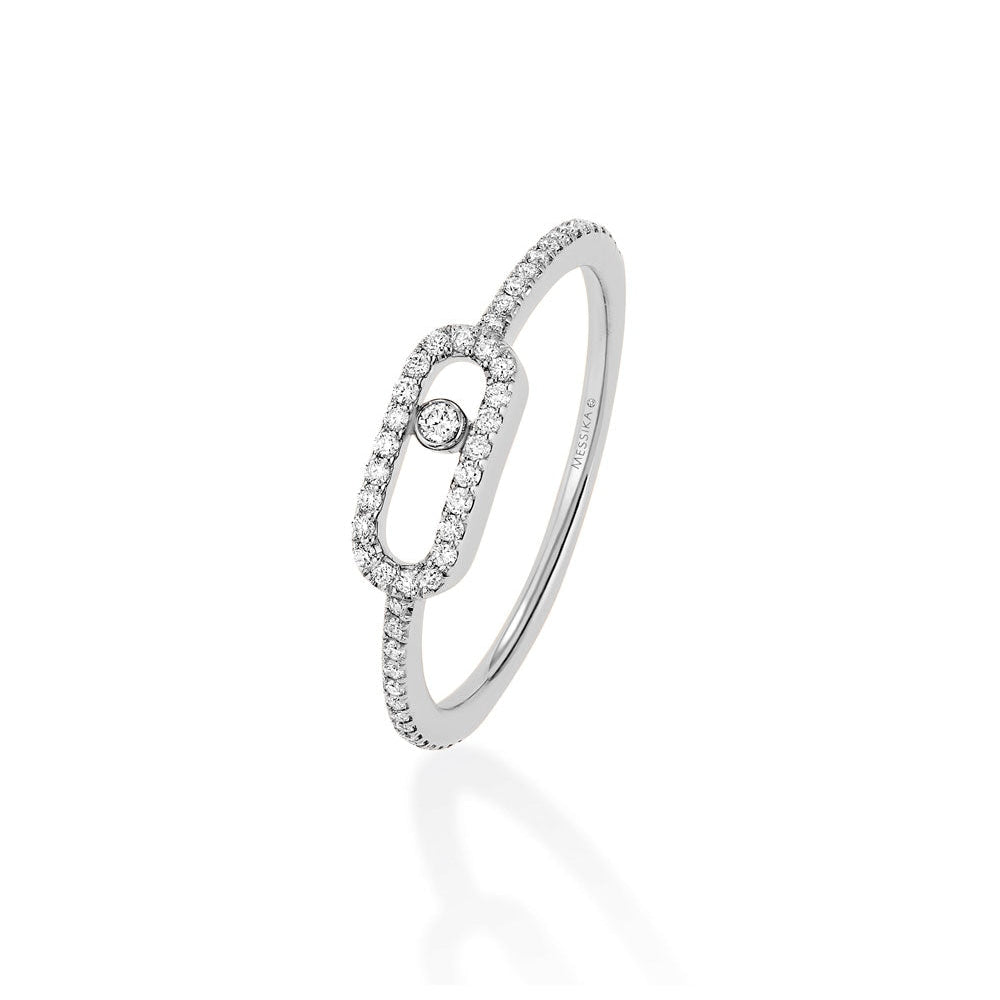 18K White Gold Diamond Uno Ring Diamonds =.18cts