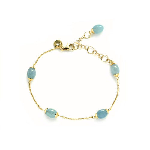 NANIS - 18K Yellow Gold Aquamarine Bracelet | LaViano 