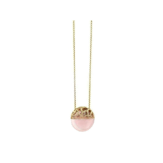 NANIS - 18K Yellow Gold Rose Quartz & Diamond Pendant 